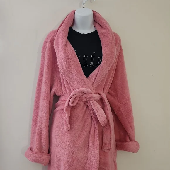 Anne Lewin New York Plush Fleece Bathrobe with Belt Size: L Color: Pink - Picture 10 of 13